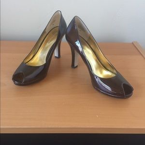 Dark Brown Patient Leather Shoes - Open Toe